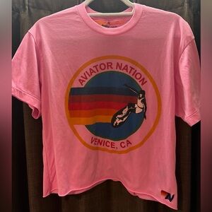 Aviator Nation Boyfriend Tee Signature Tee Vintage Feel . No Flaws Medium Pink